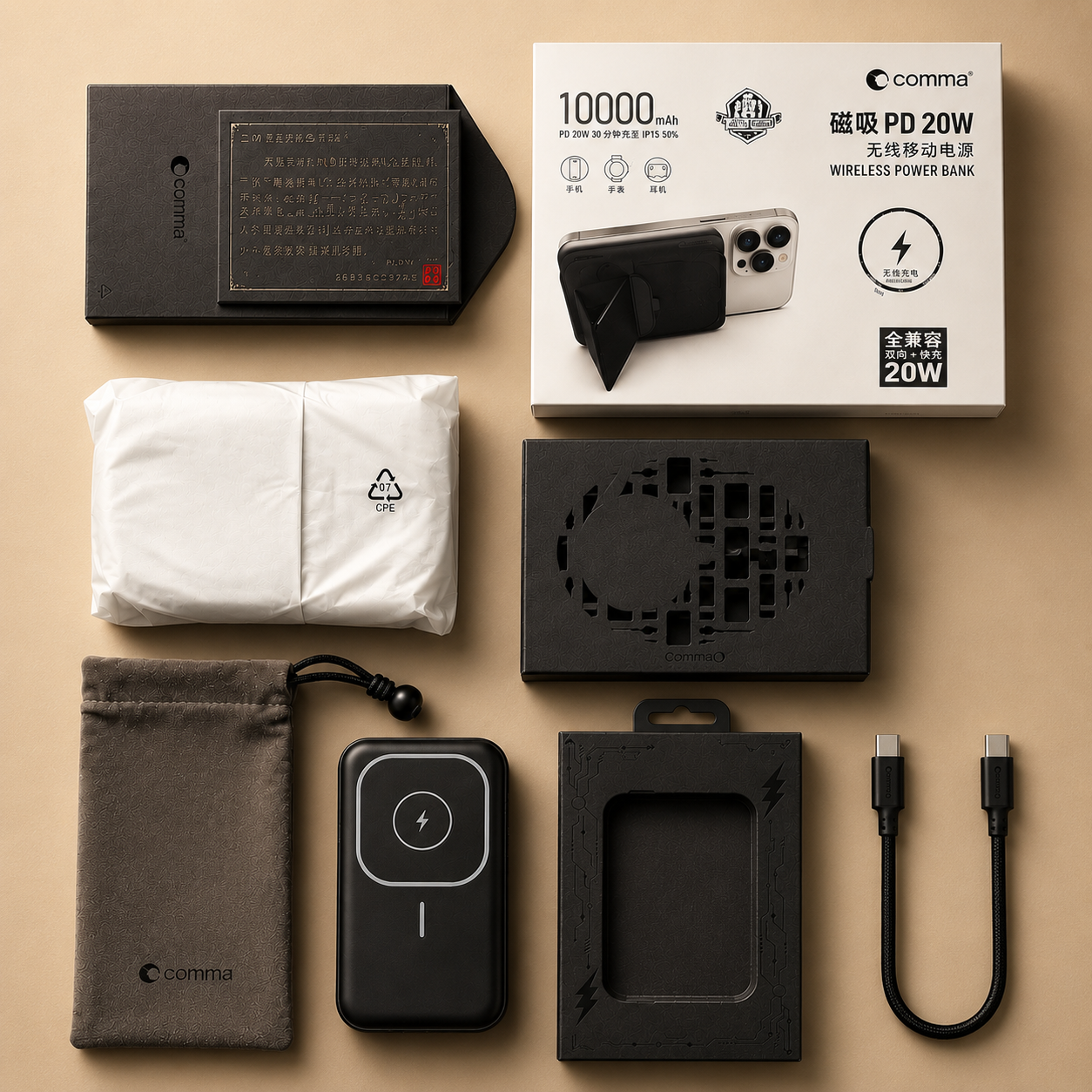 Comma Magnetic Wireless Power Bank 10000mAh PD 20W Fast Charging