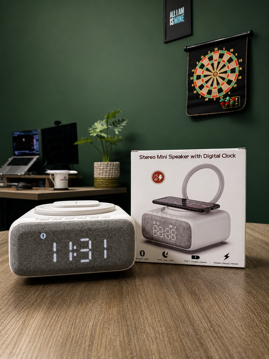Stereo Mini Speaker with Digital Clock