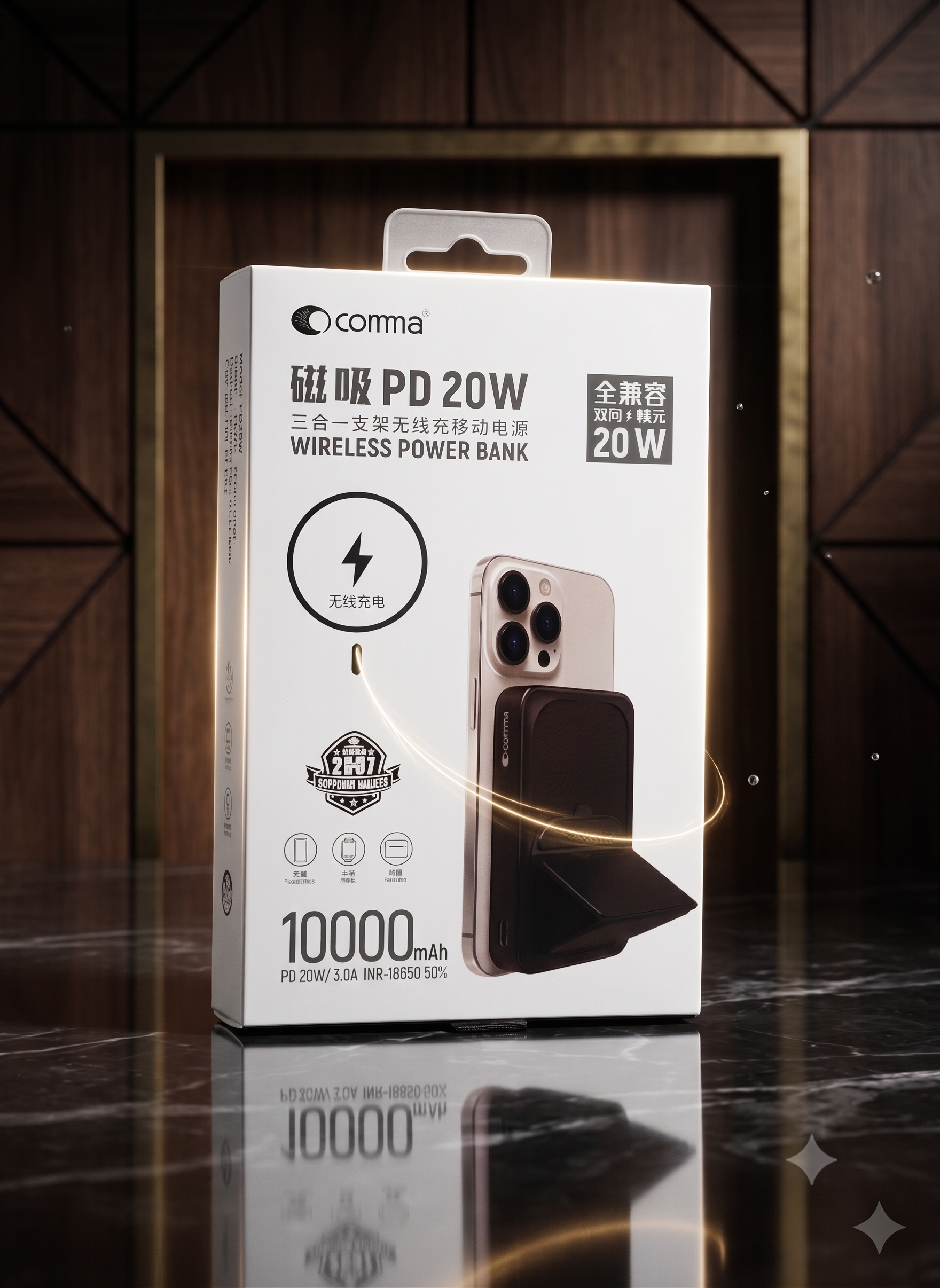 Comma Magnetic Wireless Power Bank 10000mAh PD 20W Fast Charging
