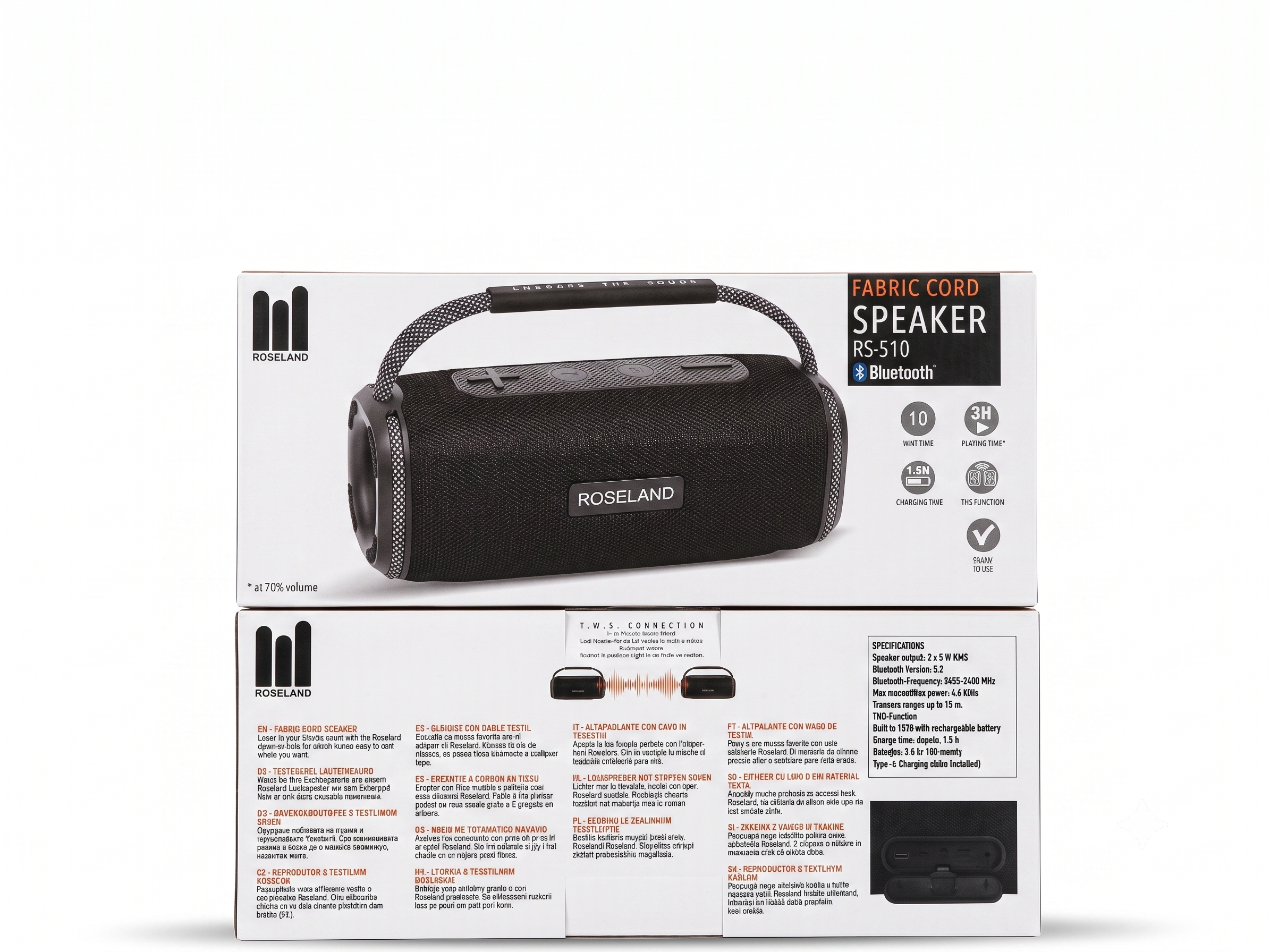 Roseland RS-510 Bluetooth Speaker with Fabric Cord
