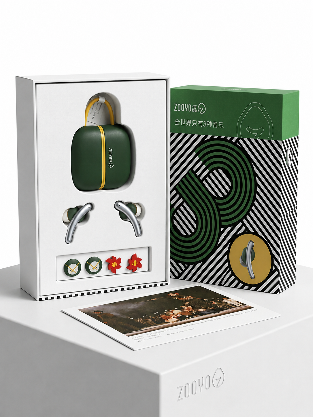 ZOOYO Premium Wireless Earbuds – Silver & Dark Green Edition