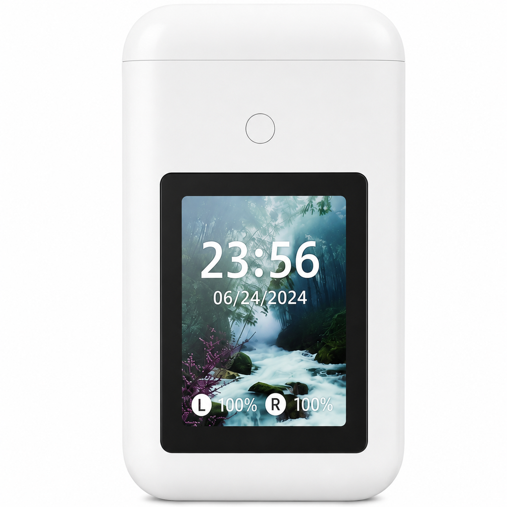 2.8" AMOLED Smart Display TWS Bluetooth Wireless Earbuds with Touch Screen Charging Case.